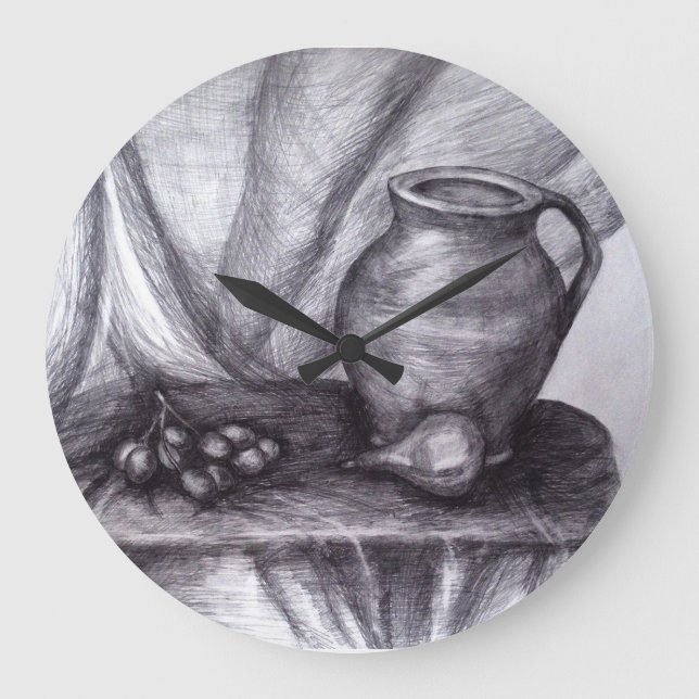 Still Life Pencil Drawing Classic  Wall Clock (Front)
