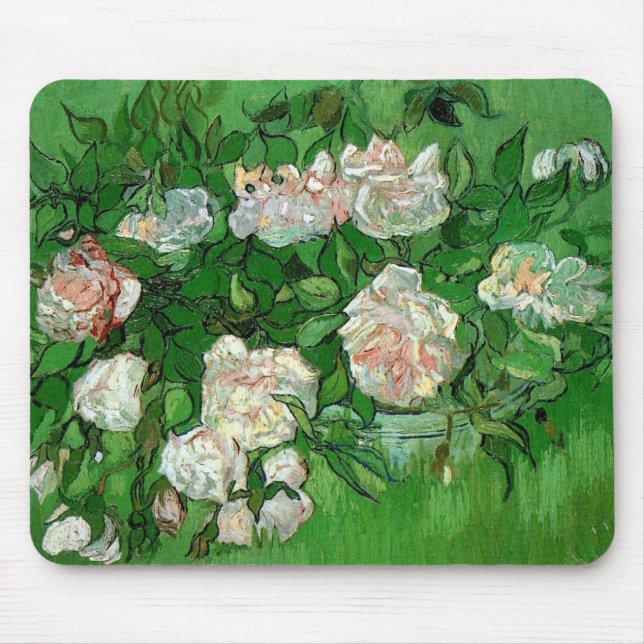 Still Life: Pink Roses by Vincent van Gogh Mouse Pad (Front)