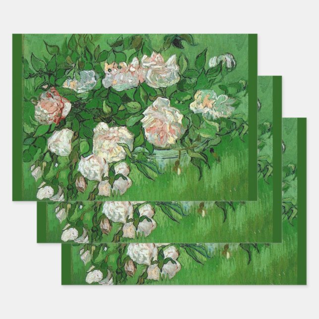 Still Life: Pink Roses by Vincent van Gogh Wrapping Paper Sheet (Set)