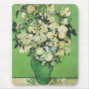 Still life - Pink Roses in a Vase Vincent an Gogh, Mouse Pad