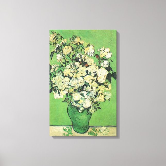 Still life - Pink Roses in a Vase, Vincent van Gog Canvas Print (Front)