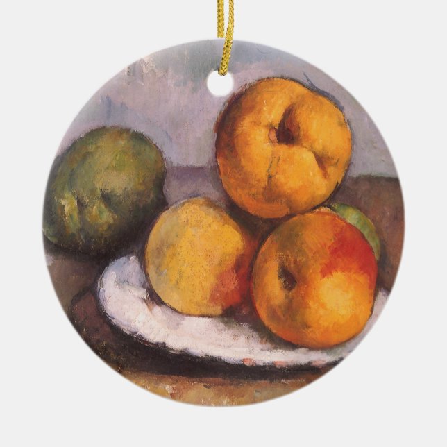 Still Life Quince, Apples, Pears by Paul Cezanne Ceramic Ornament (Front)