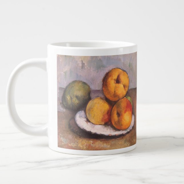 Still Life Quince, Apples, Pears by Paul Cezanne Large Coffee Mug (Left)