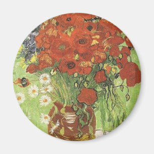 Still life - Red poppies and daises Magnet