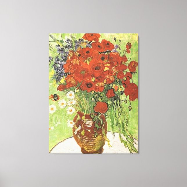 Still Life Red Poppies and Daisies1890 Canvas Print (Front)