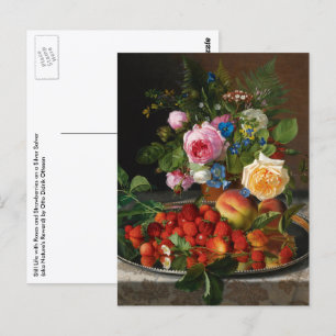 Still Life Roses and Strawberries by Otto Ottesen Postcard