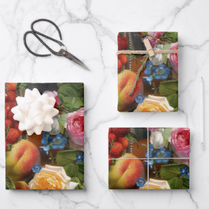 Still Life Roses and Strawberries by Otto Ottesen Wrapping Paper Sheet