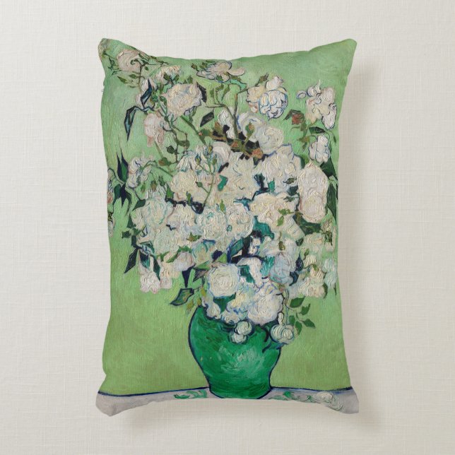 Still Life Roses in a Vase by Vincent van Gogh Accent Pillow (Front(Vertical))