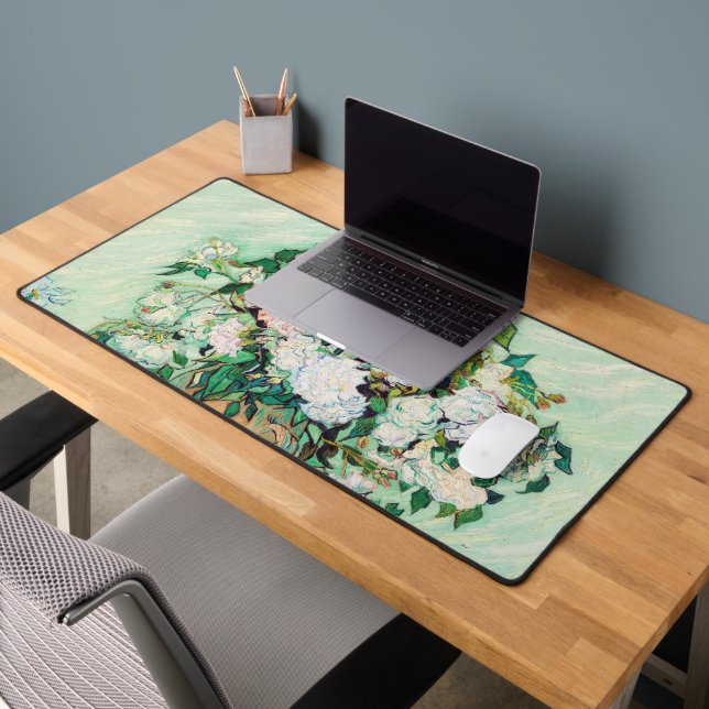 Still Life Roses in a Vase by Vincent van Gogh Desk Mat (Office 2)