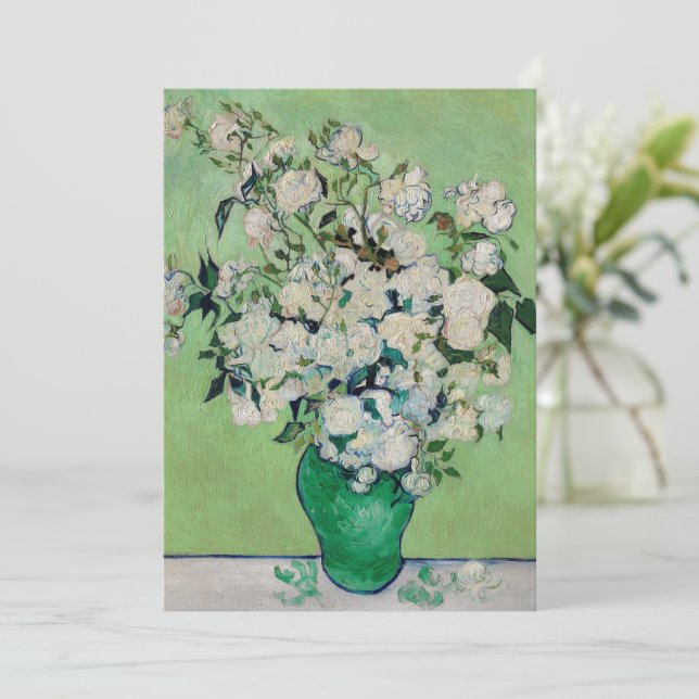 Still Life Roses in a Vase by Vincent van Gogh Invitation (Standing Front)