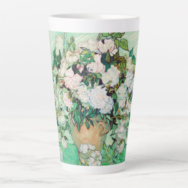 Still Life Roses in a Vase by Vincent van Gogh Latte Mug (Front)