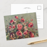 Still Life, Roses of Vargemont | Renoir Postcard<br><div class="desc">Still Life,  Roses of Vargemont (1882) by French Impressionist artist Pierre-Auguste Renoir. The fine art painting depicts an abstract impressionist still life of roses. 

Use the design tools to add custom text or personalize the image.</div>