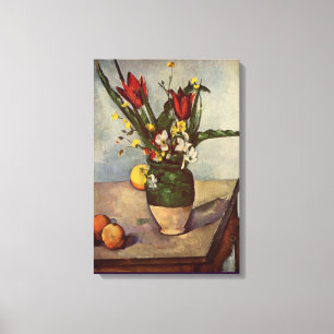 Still Life, Tulips, and Apples by Paul Cezanne Canvas Print