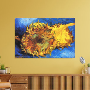 Still Life Two Cut Sunflowers by Vincent van Gogh Canvas Print