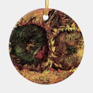 Still Life Two Cut Sunflowers by Vincent van Gogh Ceramic Ornament
