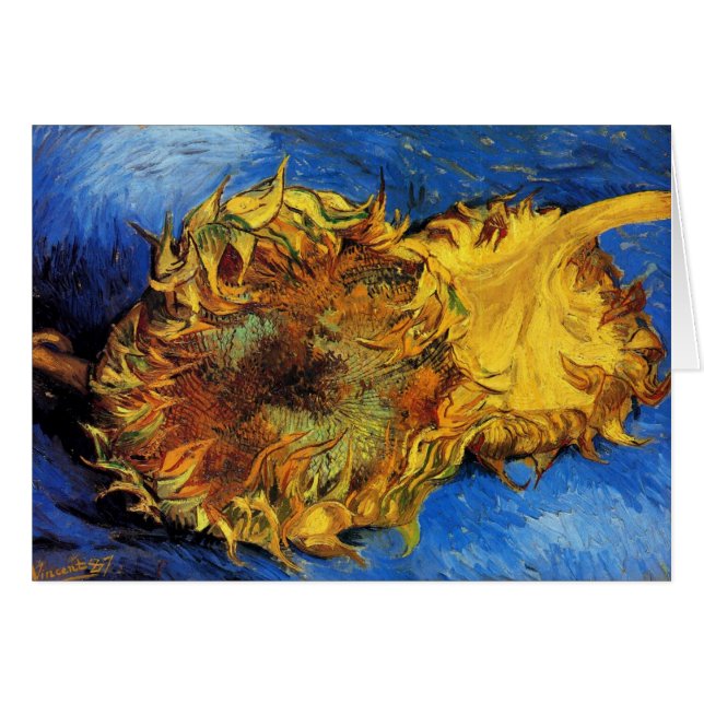 Still Life Two Cut Sunflowers par Vincent van Gogh (Devant horizontal)