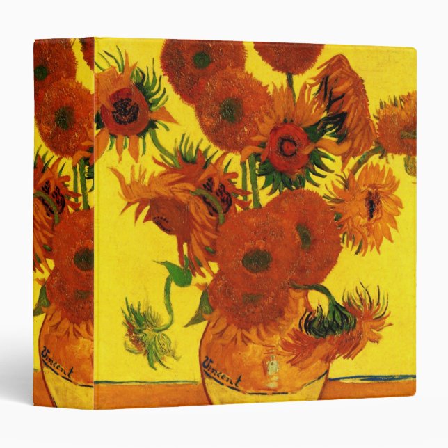 Still Life Vase w 15 Sunflowers Vincent van Gogh Binder (Front/Spine)