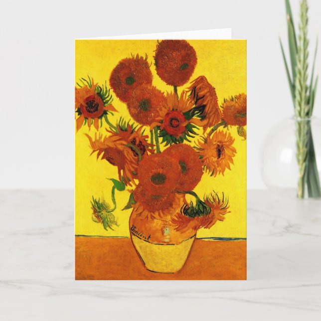Still Life Vase w 15 Sunflowers Vincent van Gogh Card (Front)