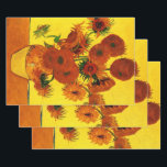 Still Life Vase w 15 Sunflowers Vincent van Gogh Wrapping Paper Sheet<br><div class="desc">Still Life: Vase with Fifteen Sunflowers by Vincent van Gogh is a vintage fine art post impressionism still life floral painting. A beautiful bouquet of fresh cut yellow and orange sunflowers from a summer garden in full bloom. About the artist: Vincent Willem van Gogh (1853 -1890) was one of the...</div>