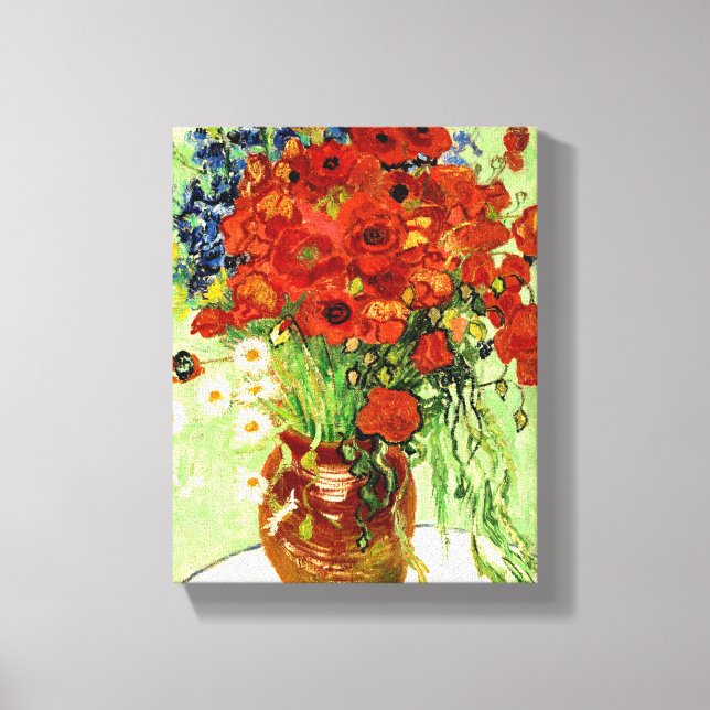 Still Life, Vase with Daisies and Poppies (1890) Canvas Print (Front)