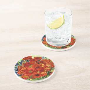 Still Life, Vase with Daisies and Poppies (1890) Coaster