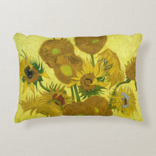 Still Life Vase with Fifteen Sunflowers, Van Gogh Accent Pillow