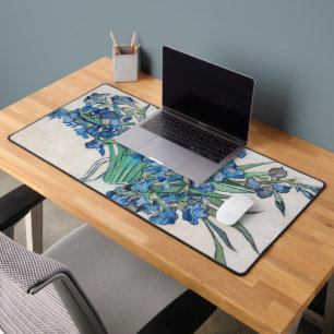Still Life Vase with Irises by Vincent van Gogh Desk Mat
