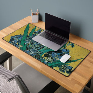 Still Life Vase with Irises by Vincent van Gogh Desk Mat