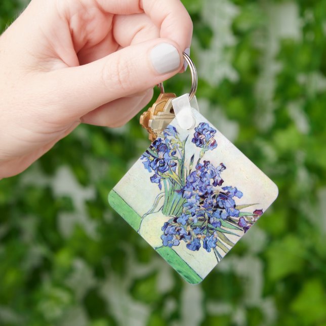 Still Life Vase with Irises by Vincent van Gogh Keychain (Hand)