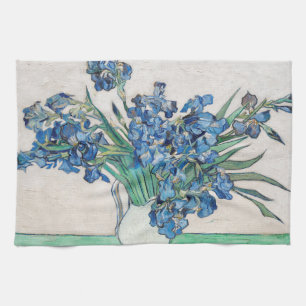 Still Life: Vase with Irises by Vincent van Gogh Kitchen Towel