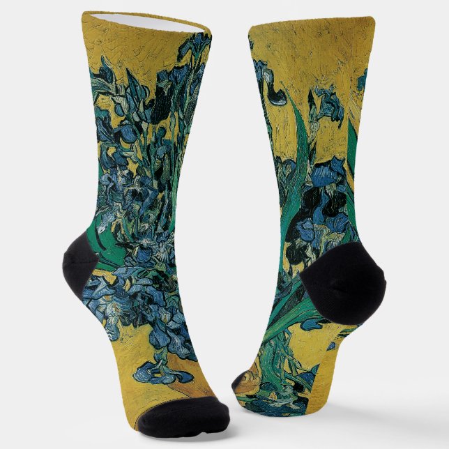 Still Life Vase with Irises by Vincent van Gogh Socks (Angled)