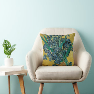 Still Life Vase with Irises by Vincent van Gogh Throw Pillow