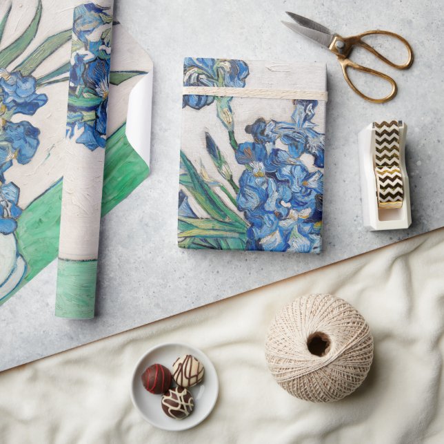Still Life Vase with Irises by Vincent van Gogh Wrapping Paper (Crafts)