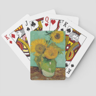 still life - vase with three sunflowers, van Gogh Playing Cards