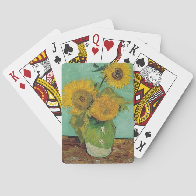 still life - vase with three sunflowers, van Gogh Playing Cards (Back)
