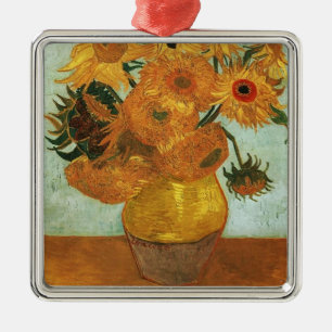 Still life - Vase with twelve Sunflowers Metal Ornament