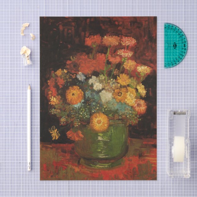Still Life Vase with Zinnias by Vincent van Gogh Tissue Paper (Craft)