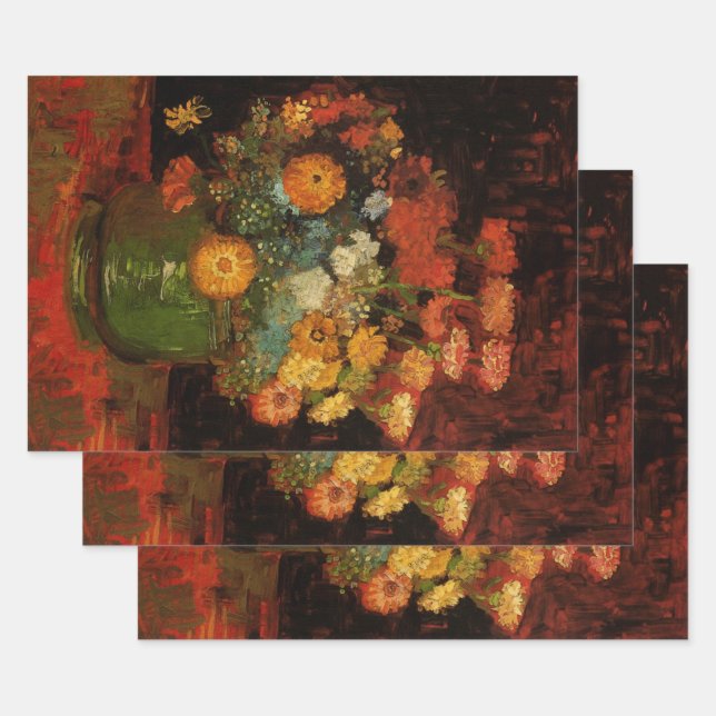 Still Life Vase with Zinnias by Vincent van Gogh Wrapping Paper Sheet (Set)