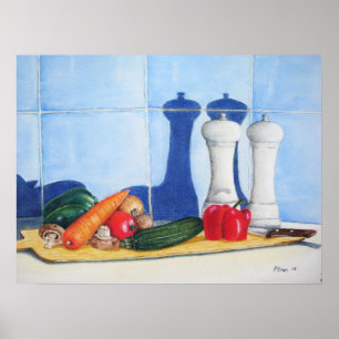 still life vegetables original realist art poster