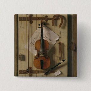 Still Life, Violin and Music 2 Inch Square Button