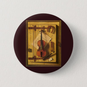 Still Life Violin and Music by William Harnett 2 Inch Round Button
