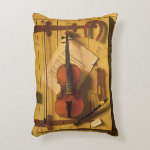 Still Life Violin and Music by William Harnett Accent Pillow