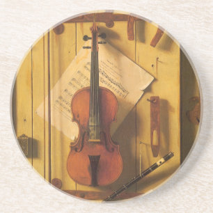 Still Life Violin and Music by William Harnett Coaster