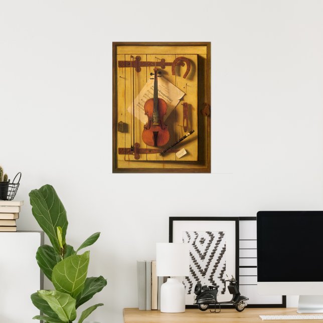 Still Life Violin and Music by William Harnett Poster (Home Office)