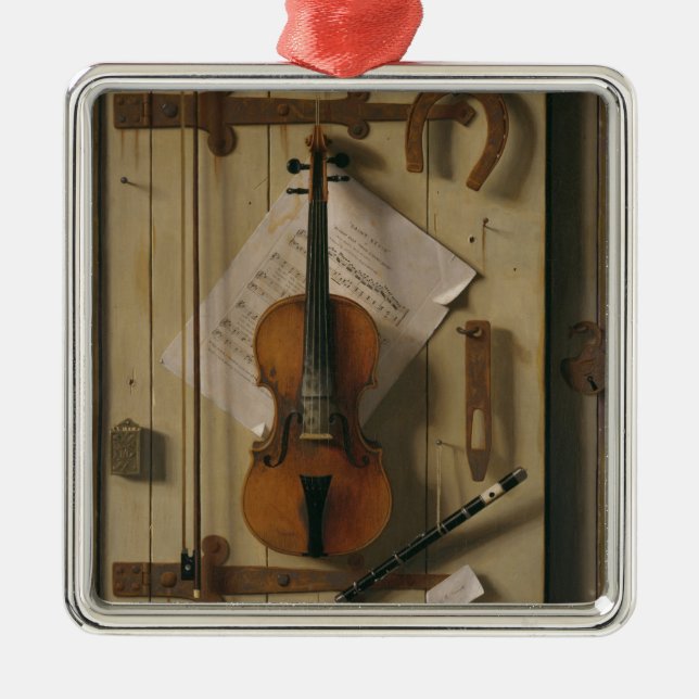 Still Life, Violin and Music Metal Ornament (Front)