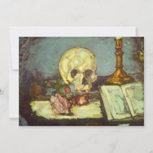Still Life w Skull, Candle, Book By Paul Cezanne
