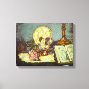 Still Life w Skull, Candle, Book By Paul Cezanne Canvas Print