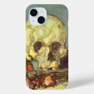 Still Life w Skull, Candle, Book By Paul Cezanne iPhone 15 Case