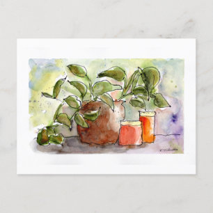 Still Life Watercolor Postcard