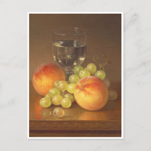 Still Life, Wineglass, Two Peaches, Fruit and Wine Postcard